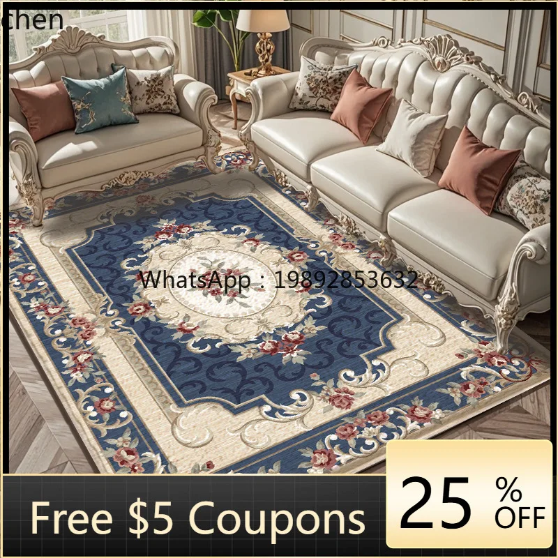 YFY Living Room Carpet High-End Feel European Style Coffee Table Rug Stain-Resistant Easy to Care Bedroom Mat Reclining