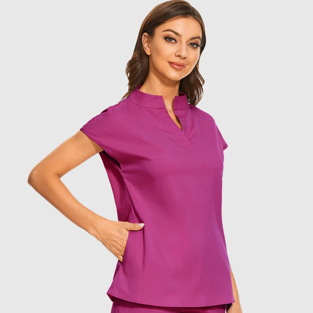 Le uniformi mediche delle donne Scrubs top camicie infermieristiche mediche Clinical Uniforme Mujer camicetta a maniche corte Spa Beauty Clothes