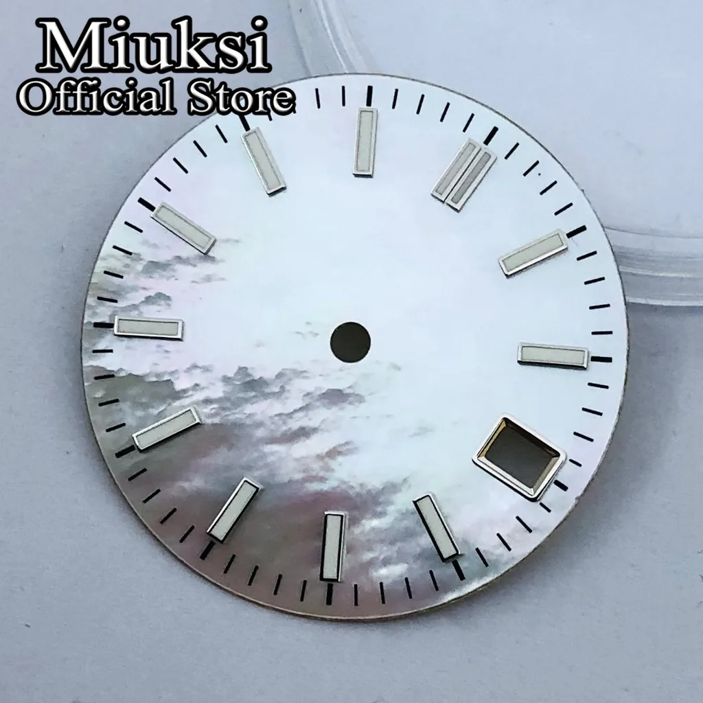 Miuksi 28,5mm Silber Blau Gold Steriles Uhrenzifferblatt Leuchtend Passend für NH34 NH35 Uhrwerk Passend für 3/3,8/4,2 Uhr Krone – Detail 2