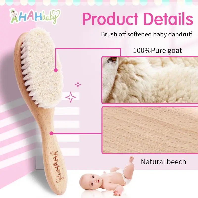 Baby Hair Brush for Hair Personalized Baby Brush Soft Goat Bristle Kids Hair Brush Newborn Hair Comb for Care