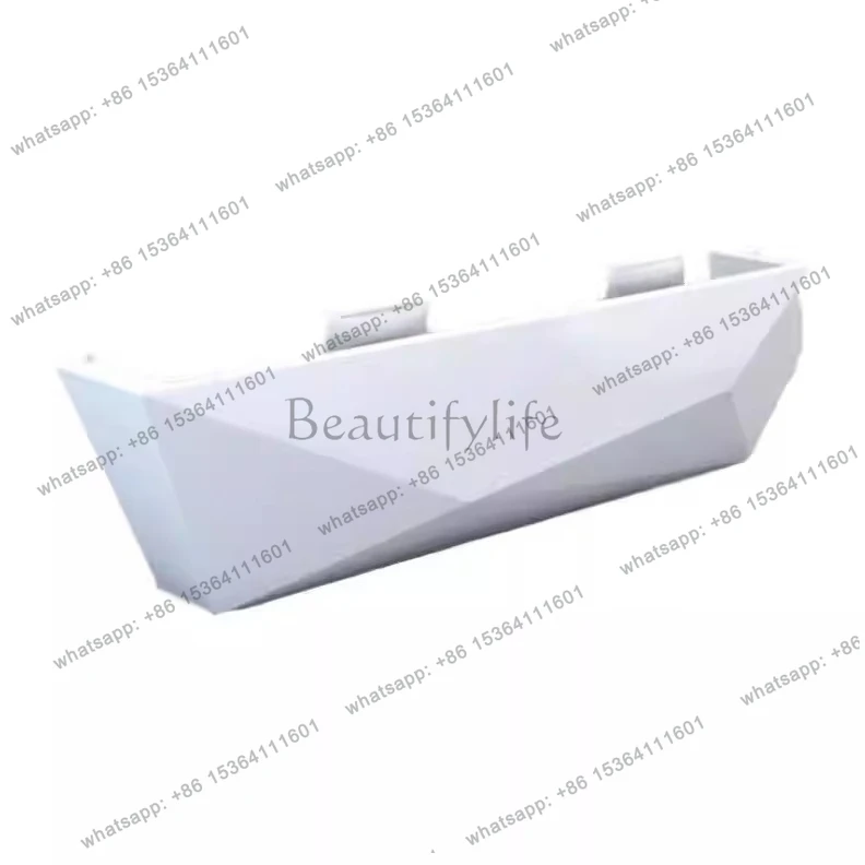 White paint front desk simple modern company welcome consultation beauty salon checkout page