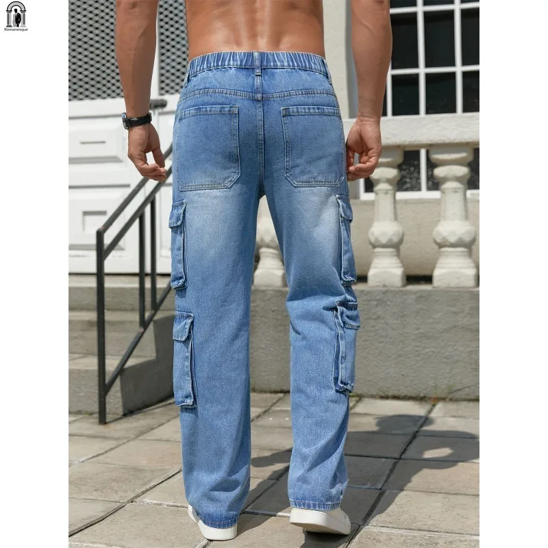 Premium Denim Cargo Jeans for Men Relaxed Fit Multi-Pocket Jeans for Casual Daily Wear Street Style Men's High-quality Pants