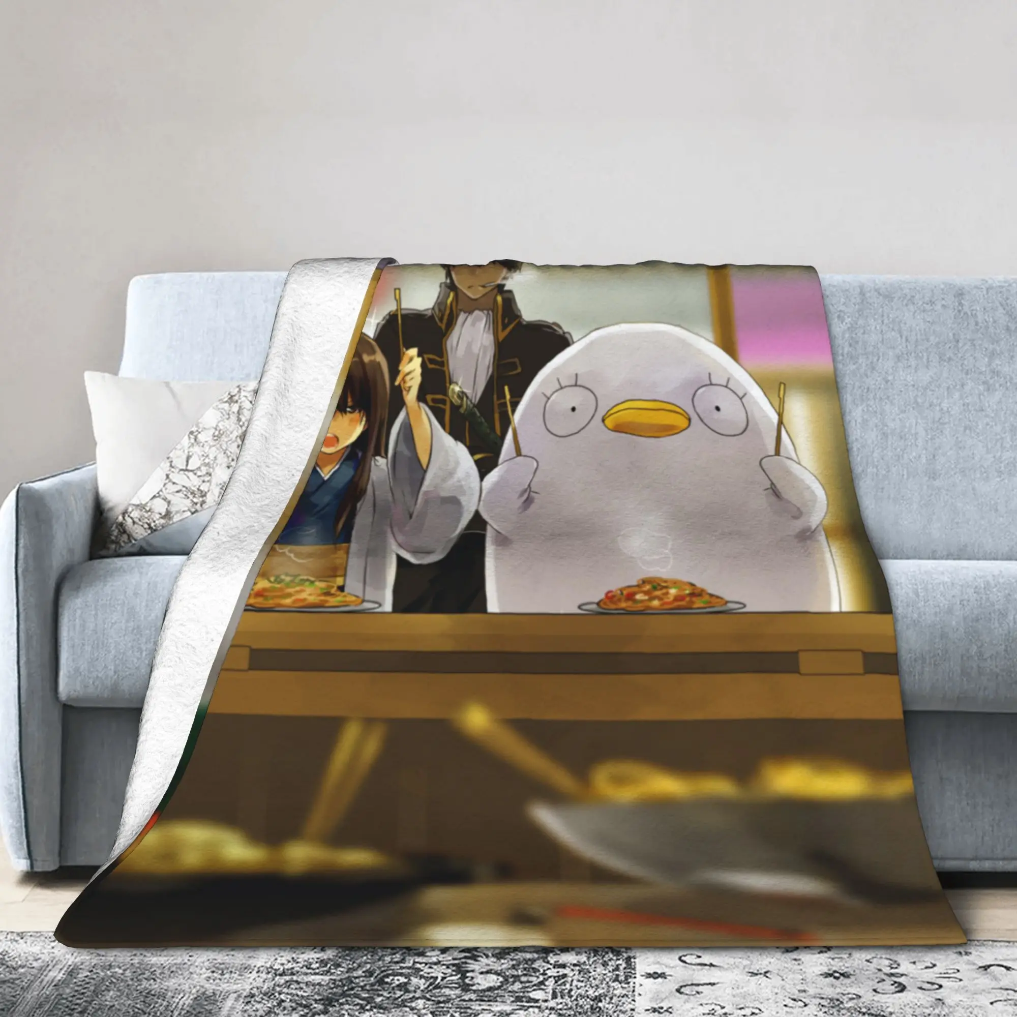 Gintamas Itadakimaaasu Flannel Throw Blankets katsura Elizabeth Gintoki Blanket for Bed Bedroom Warm Bed Rug,