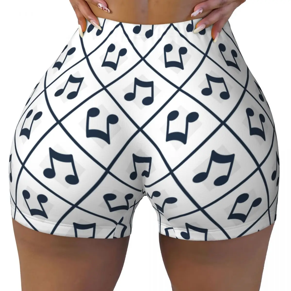 Women Yoga Shorts Blue Music Notes Workout Shorts Fitness quick-dry Ladies Yoga Gym Running Short Pants Sportswear