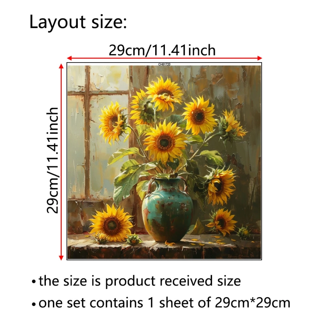 Contemporary Sunflower Vinyl Wall Sticker, Self-Adhesive and Reusable, Kitchen and Living Room Decor, Washable Oven Decal with F view 3