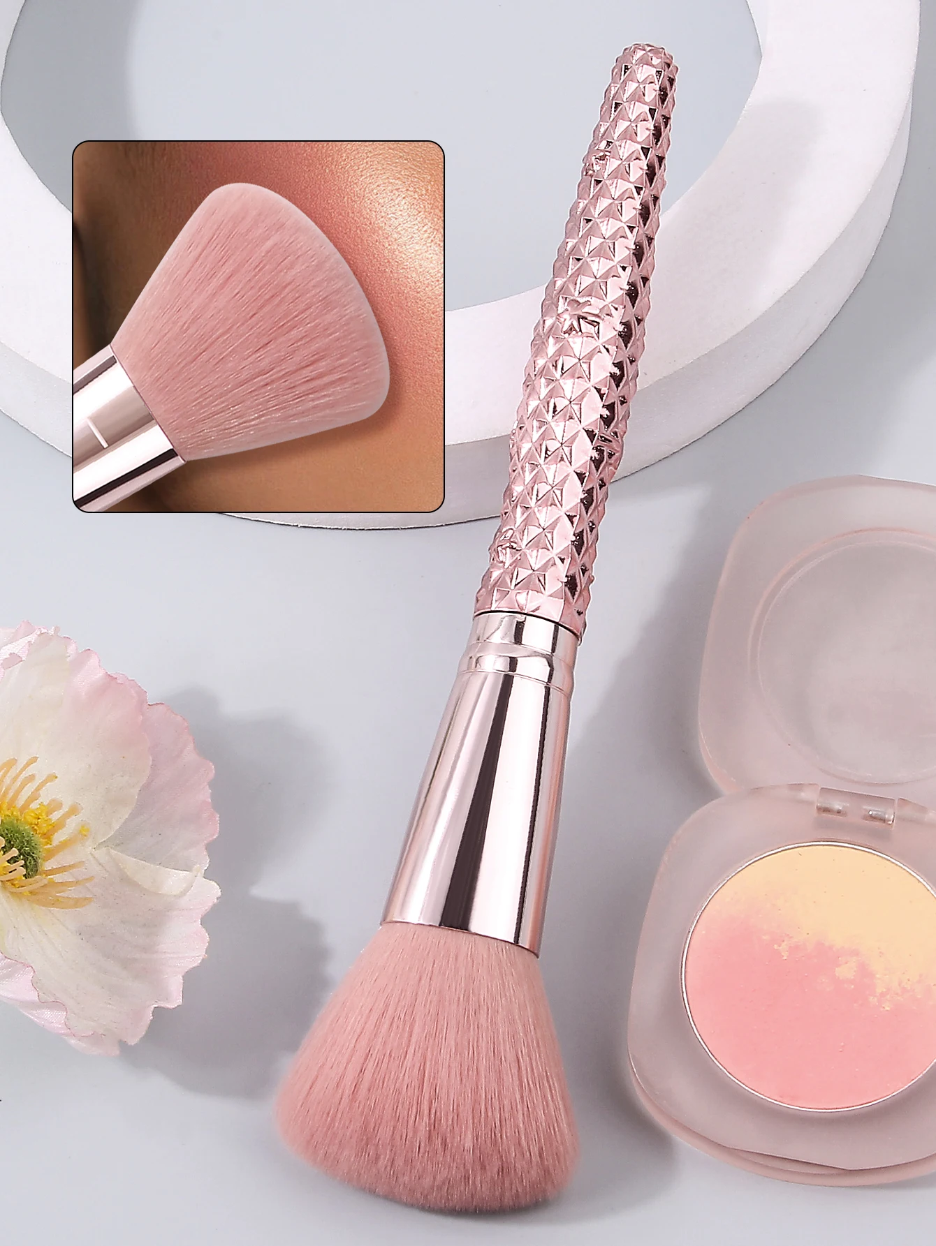قطعة واحدة من فرشاة البودرة الرقيقة، أداة أحمر الخدود/الأساس/الإعداد الاصطناعية الناعمة، فرشاة مكياج للوجه خالية من الخطوط لجميع أنواع البشرة #2
