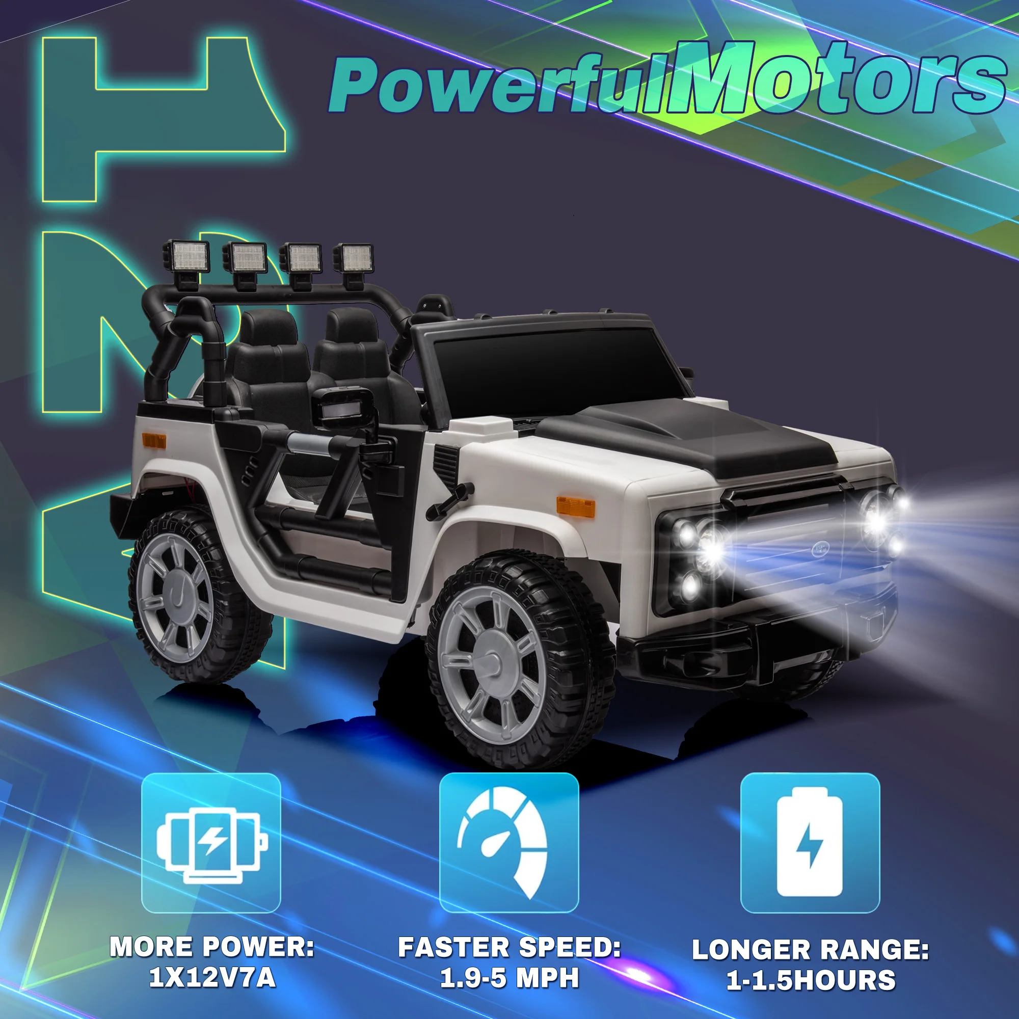 12v7a 30w*2 Four-wheel drive leather seat one button start,forward and backward, high and low speed, music, front light, power d