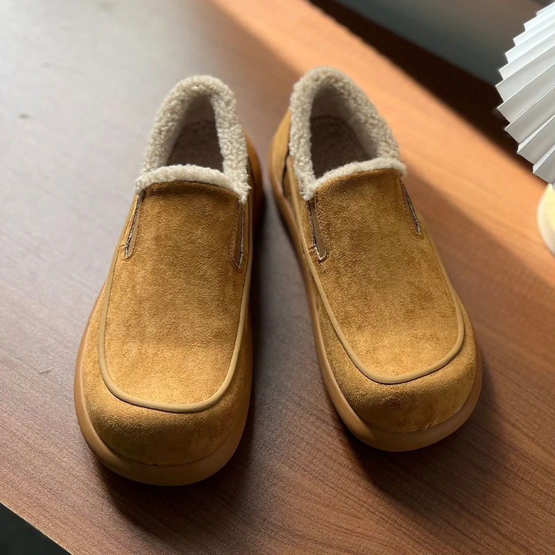 Sepatu Pria Musim Gugur/Dingin Kasual Berlapis Bulu Hangat Sepatu Bot Salju Musim Dingin Tahan Dingin Sepatu Kerja Komuter Sepatu Bot Berlapis Katun