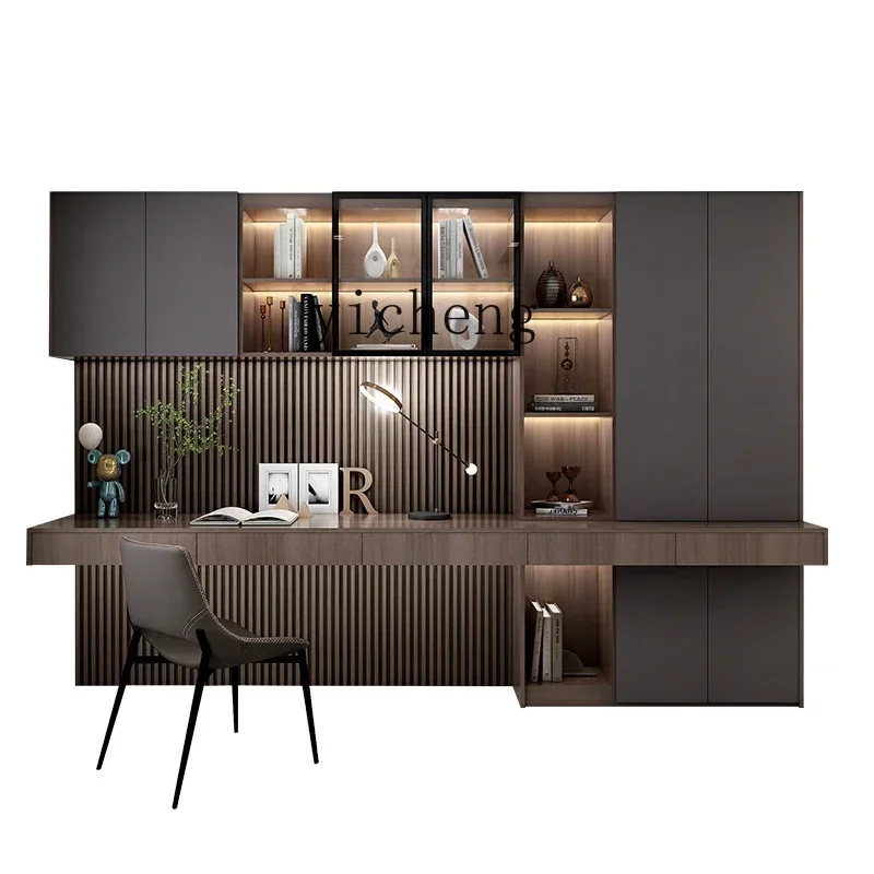 D4-2 light luxury corner desk bookcase integrated combination solid wood desktop computer desk
