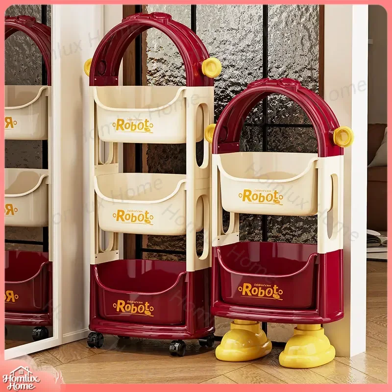 Cartoon Snack Rack Movable Living Room Storage Trolley Multi Layer Kitchen Organizer Home Utility Shelf for Cookies Chips
