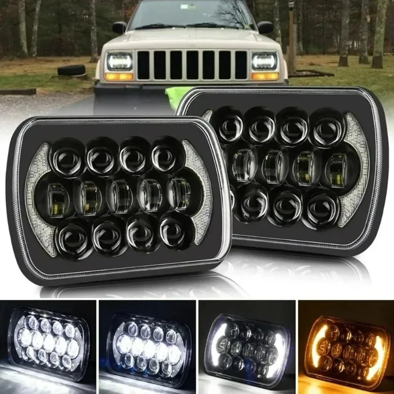 

Compatible with Jeep Cherokee XJ Wrangler YJ Kenworth T300 Chevy Toyota - H6054 5x7 7x6 LED Headlights Hi/Low Beam DRL