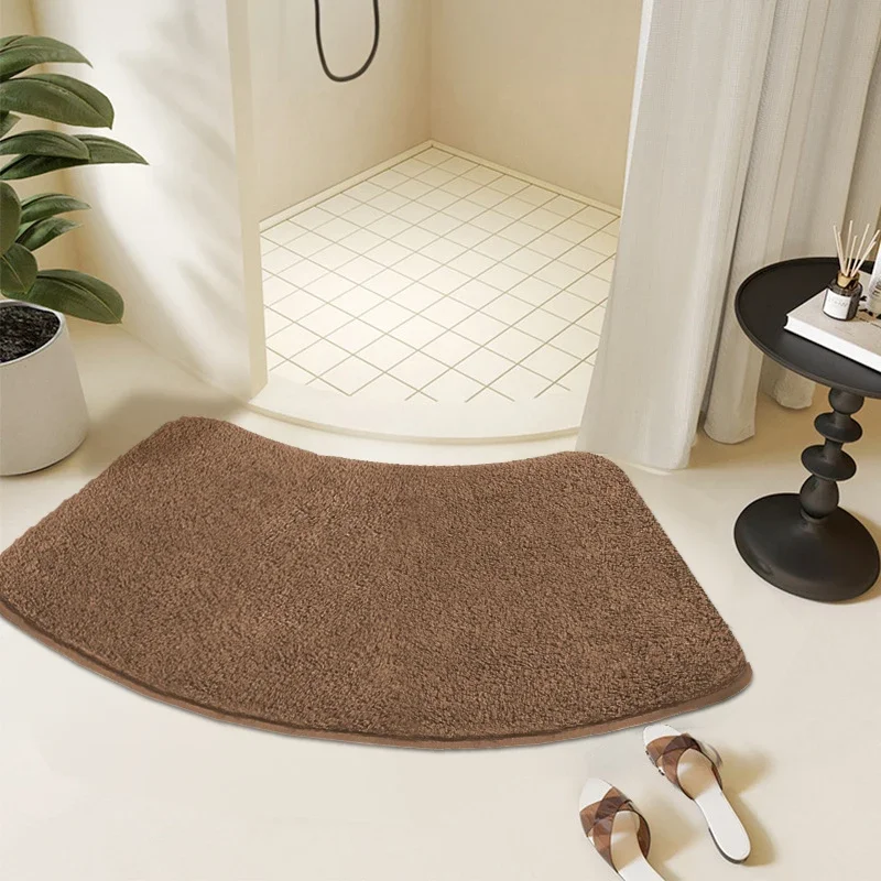 

Solid color thick furry arched shower room absorbent floor mat soft fur foot mat bathroom mat non-slip mat Bathroom mat Mat