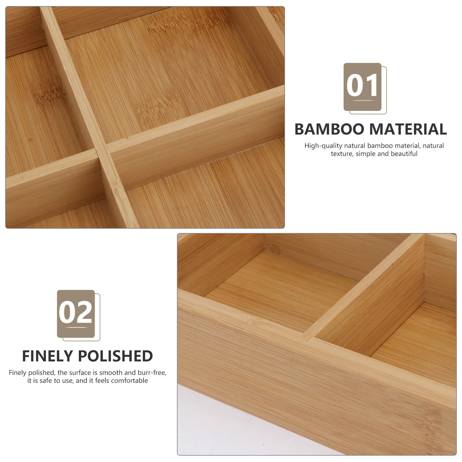 

1Pcs Nine Grids Bamboo Serving Tray Compartment Vegetable Tray Food Dish Hot Pot Divided Plate Eco Friendly Bamboo for Home