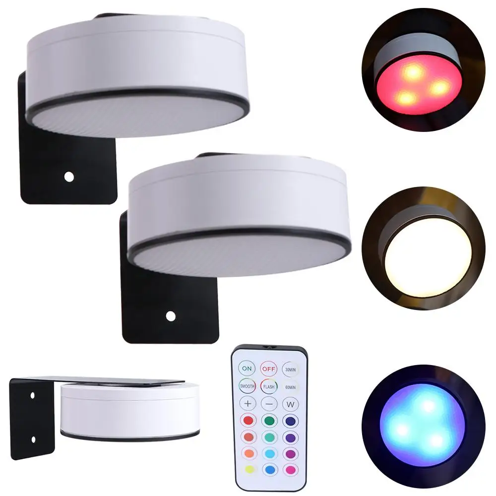 

Battery powered Wireless Wall Light Magnetic Wall Mounted Led Wall Lamp with Control Remote No Wiring Spotlights Bedroom