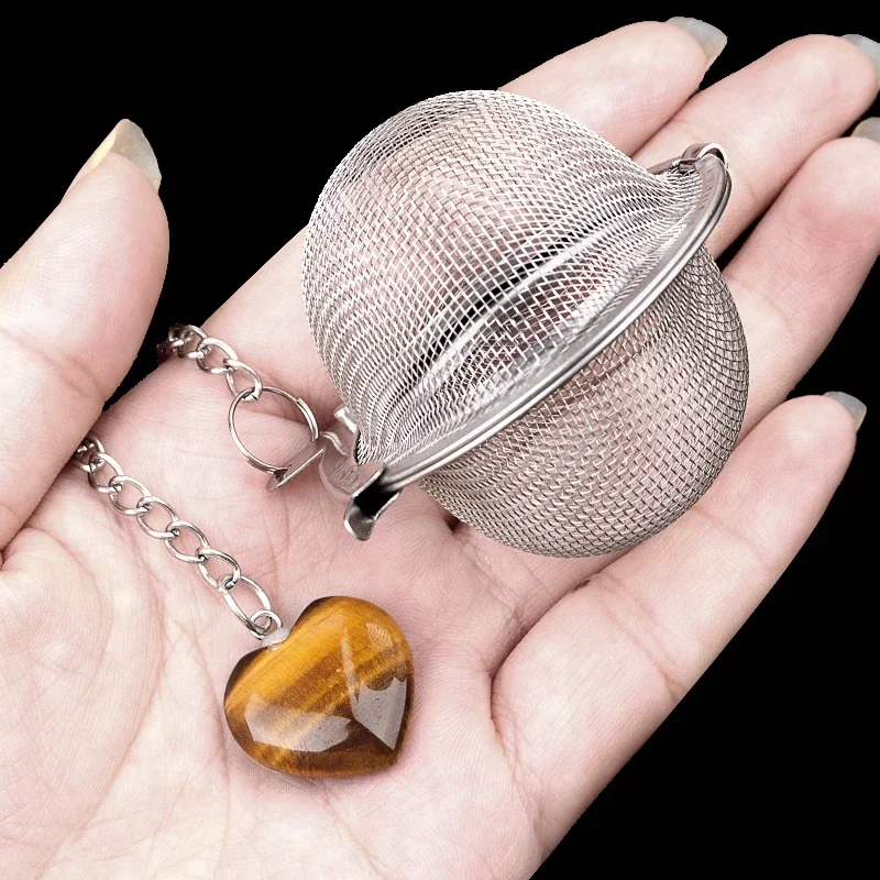 Wholesale Tea Strainer Natural Stone Heart-Shaped Stainless Steel Strainer For Making Tea Seasoning Bag Spice Box Accessory