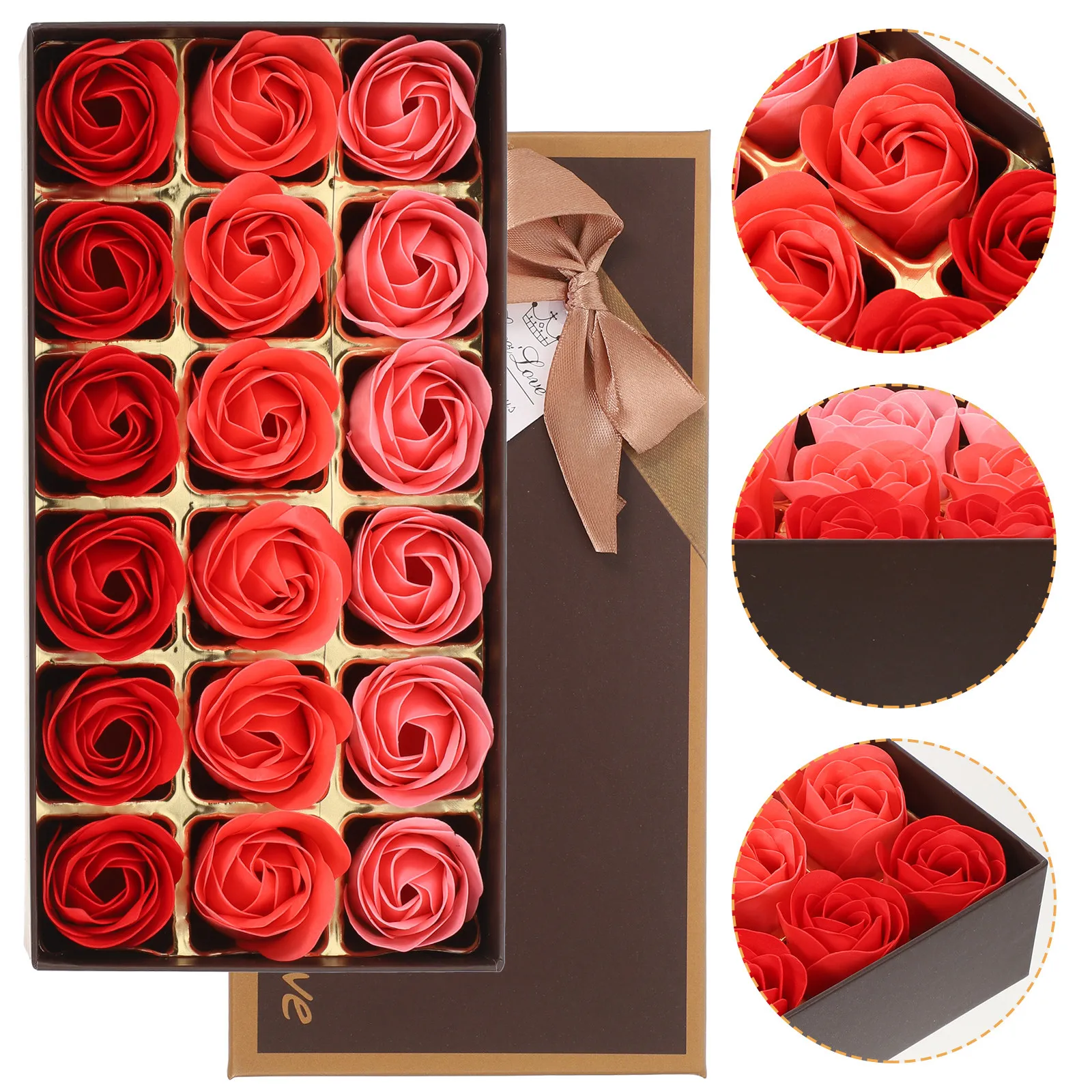 

1 Box Realistic Artificial Soap Rose Elegant Floral Ornament No Maintenance Needed for Indoor Room Decor Simulation Flower