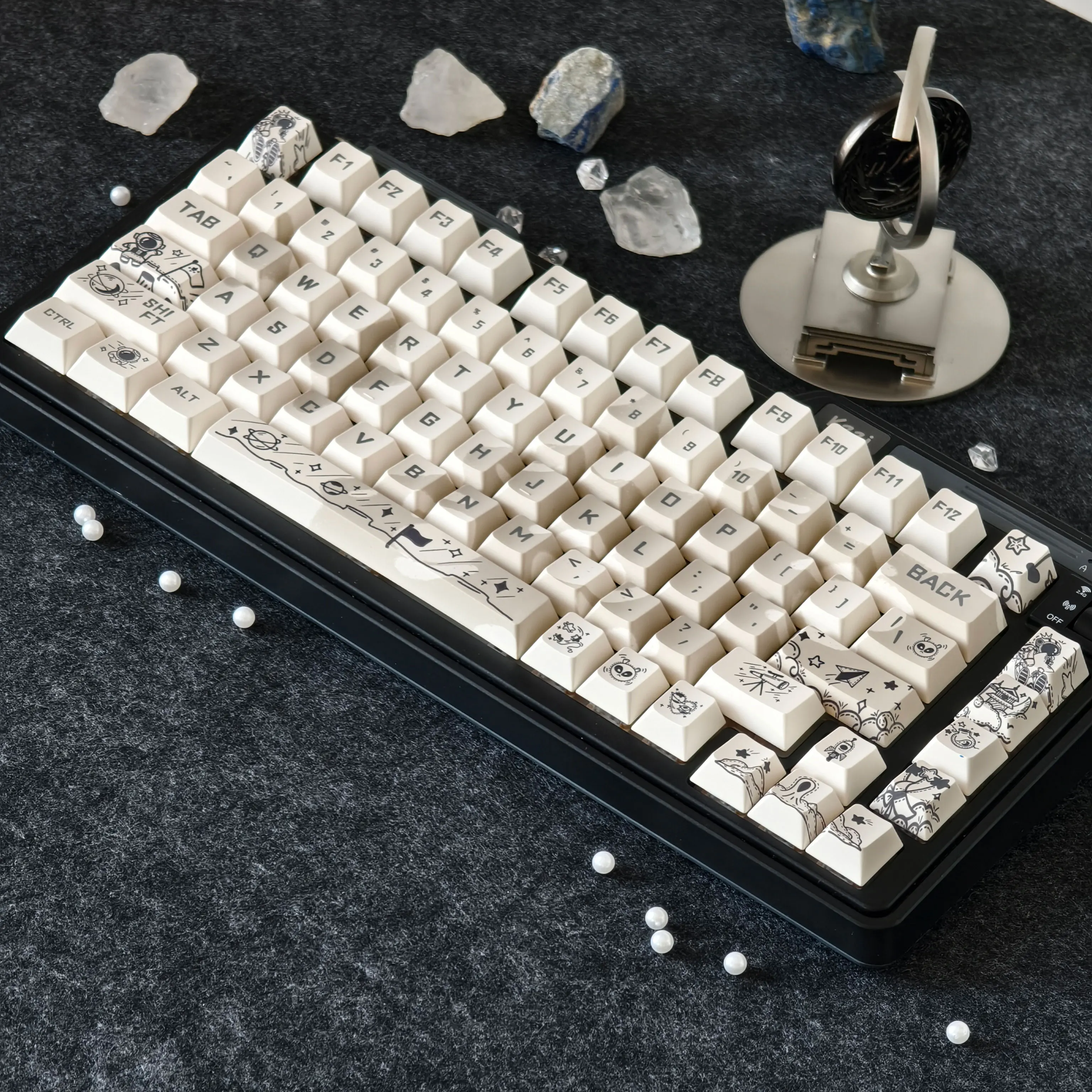 

Клавиатура Keycap Wandering Interstellar Cherry Moa Pbt Пятисторонняя термосублимация Белый Синий Технология Sense Diy Keycap