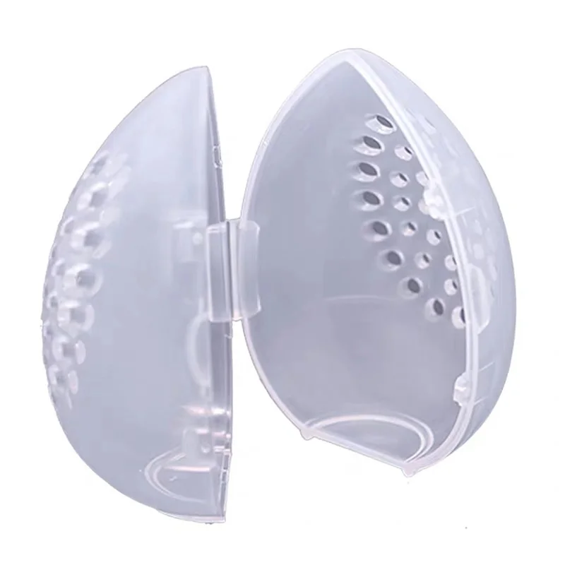 1 قطعة إسفنجة تجميلية صندوق تخزين ماكياج مسحوق نفخة حامل مستحضرات التجميل البيض على شكل تنفس البلاستيك نفخة صندوق تجفيف لأداة ماكياج