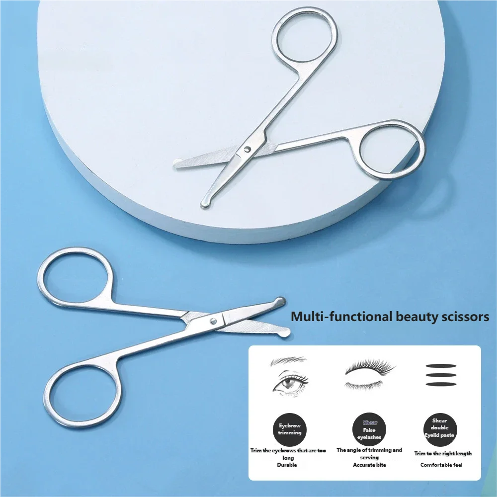鼻毛バリカン、ステンレス製丸頭眉毛トリマー、美容はさみ、眉毛トリマー、美容愛好家のためのメイクアップツール ​