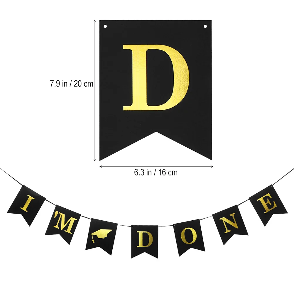 

3pcs Graduation Party Supplies Alloy Grad Crown I'M Done Banner Bunting Decorative Graduated Sash For Party Event Decoration
