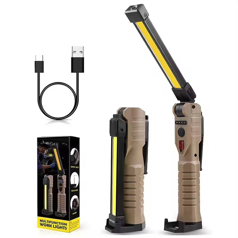 Lampa robocza LED ładowana przez USB 1000 lumenów Latarnia COB ze wskaźnikiem pojemności zasilania Uchwyt latarki do naprawy samochodów na zewnątrz