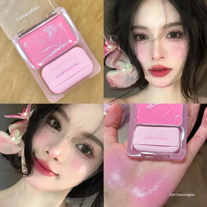 Hochglanz-Rouge-Creme ist weich und feuchtigkeitsspendend, wird mit einem Puff geliefert. Einfach zu färben. Natürlicher und rosiger, langanhaltender Lippenstift und Rouge