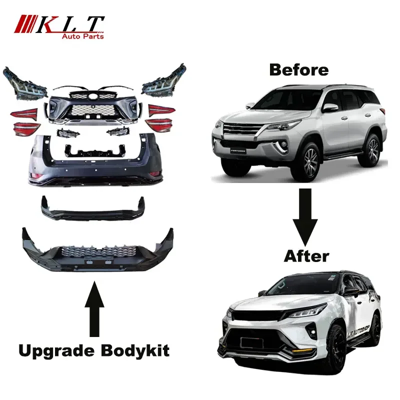 

KLT High Quality Car Front Bumper Fortuner Legender Gr Body Kit for Fortuner 2016 Upgrade to Fortuner 2021
