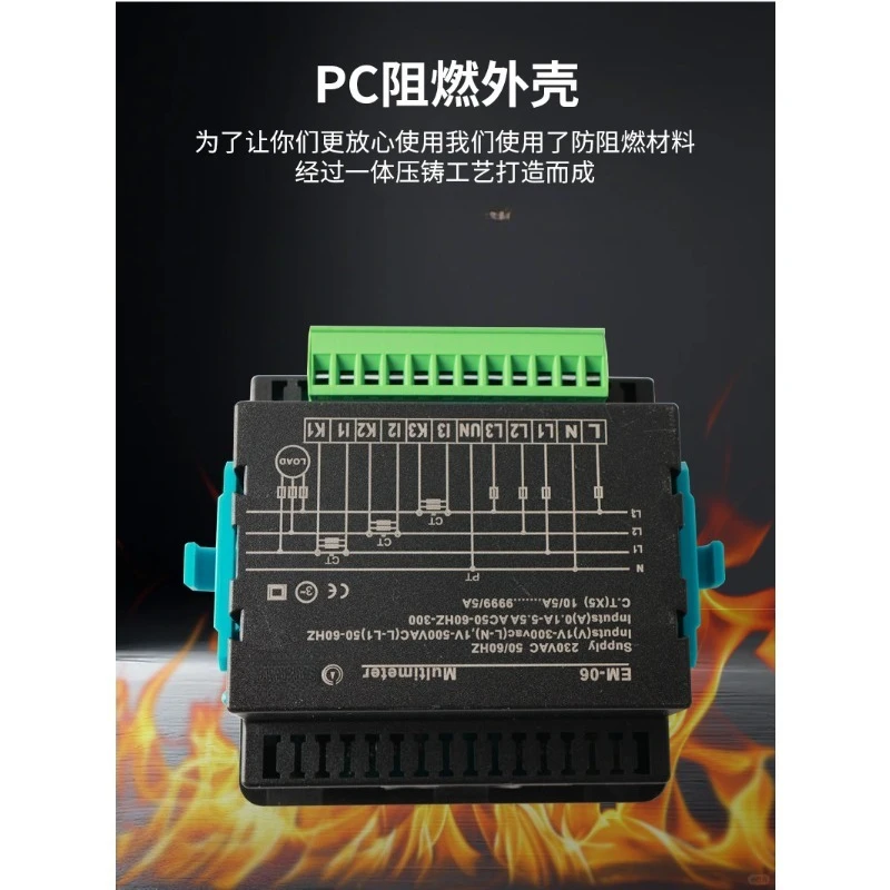 Industrial Digital Three Phase Current Voltage Meter EM-06 Multi-functional Binary Counting Panel Instrument 96*96 Size