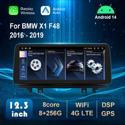 Android Auto Car Radio Video Player Carplay DSP Stereo 12.3'' for BMW X1 F48 2016 - 2019 NBT / EVO System DSP Stereo 360 Camera