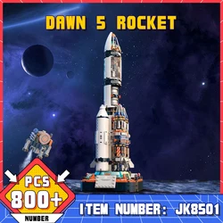 JK8501 800+Pcs-Bricks Exploration Space Series Collection Version Dawn 5 Rocket Model Building Blocks/Birthday Gift For Boys