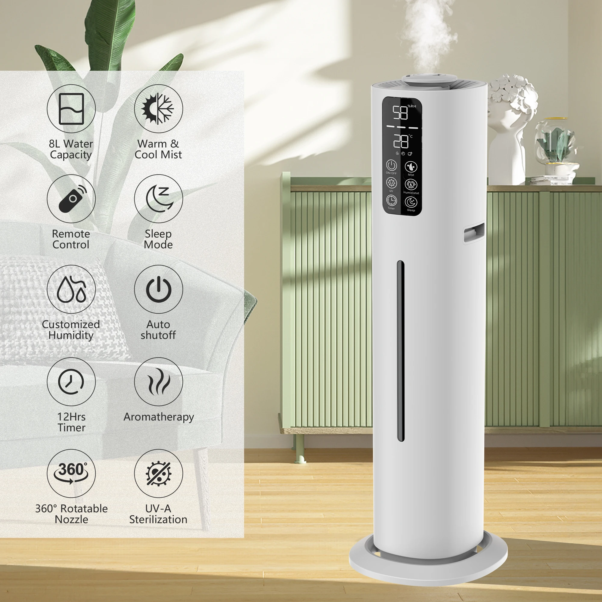 Segoy-Cool Humidificadores de Névoa para Quarto, Difusor de Óleo Essencial, Grande sala para casa, 2.1Gal, 8L, 110V, 220V