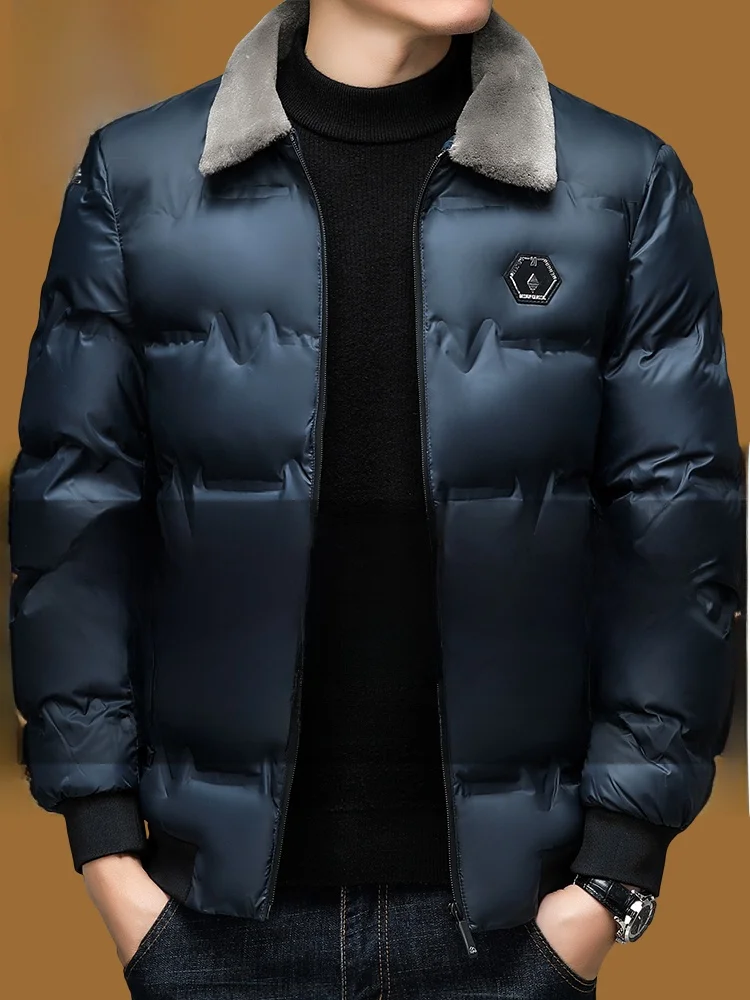 

Kangaroo Winter down Jaet Men's Mid-aged Thi Warm Windproof Cotton Coat Dad Sle Collar Stand-up Jaet Casual Wear