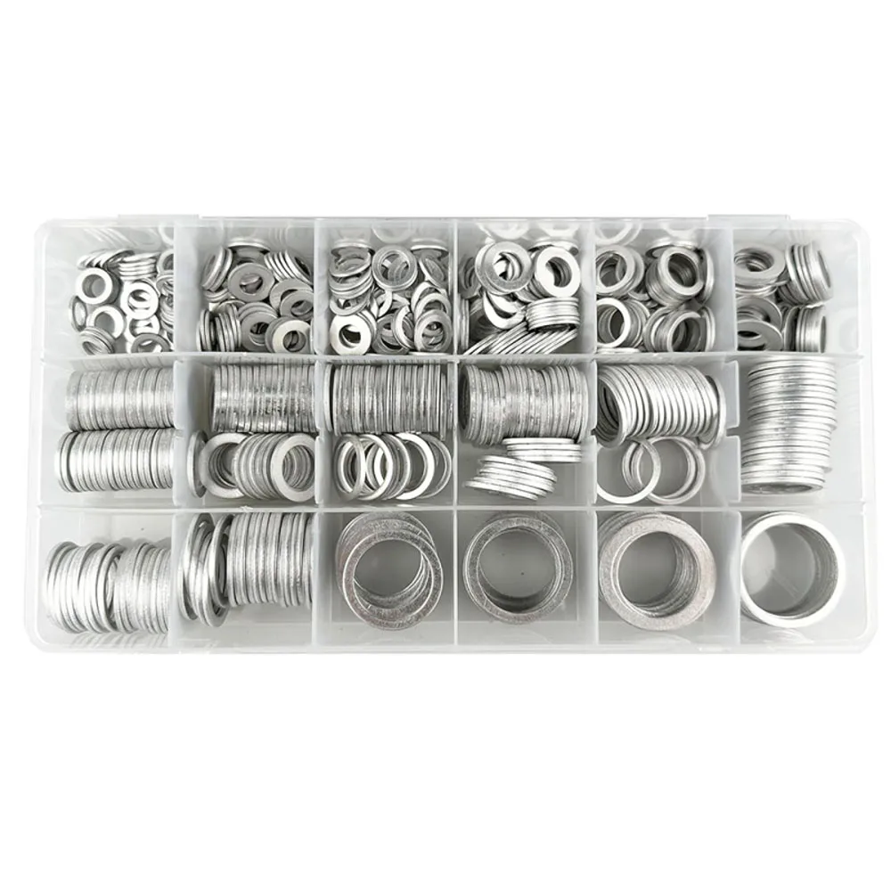 570-teiliges Aluminium-Unterlegscheiben-Set für Ölablassstopfen, Dichtungskombination, Ölablassdichtung M6 M8 M10 M12 M14 M16 M18 M20 – Detail 1