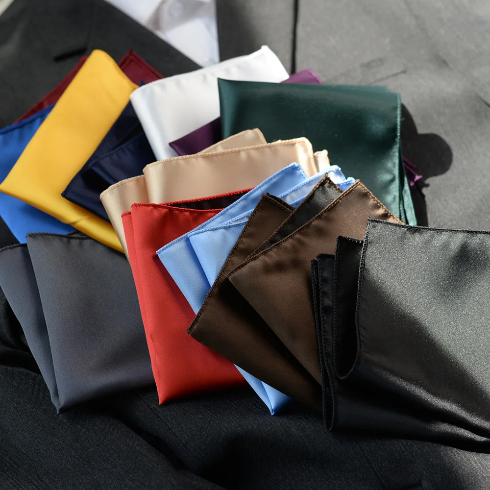 Heren Effen Kleuren Hankerchief Sjaals Vintage Zijde Satijn Mannen Pakken Pochet Trouwjurk Borst Handdoek Pak Accessoires