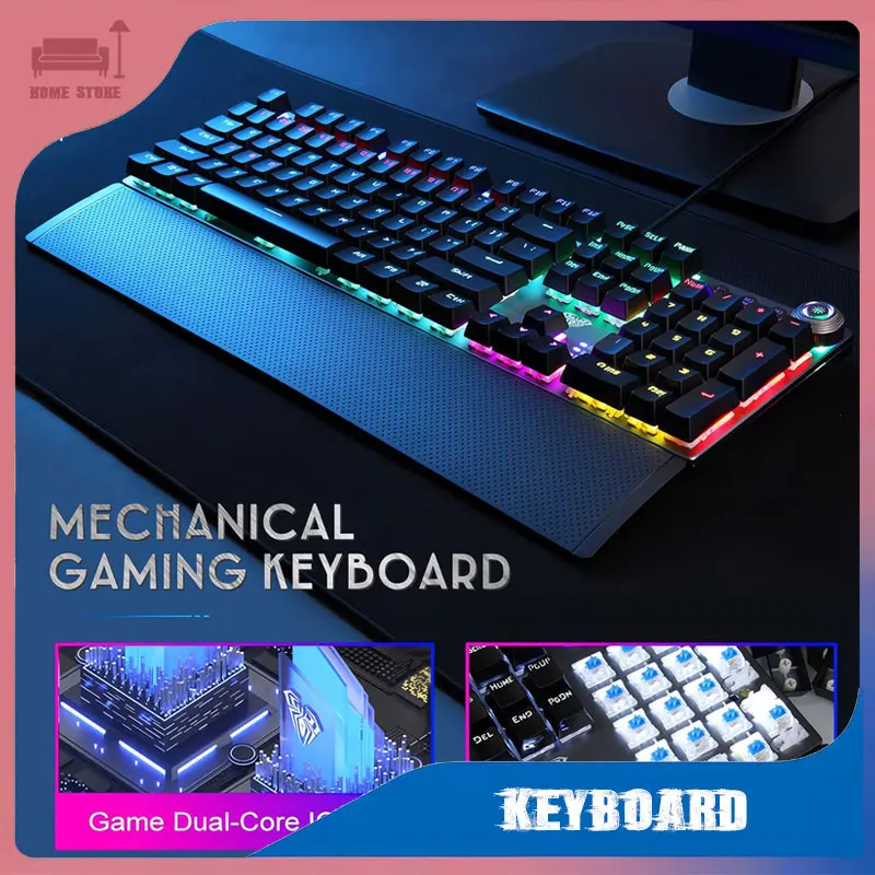

F2088 Mechanical Keyboard 104 Keys Mixed Backlit Wired Keyboards PC Laptop Tablet Keyboard Office Supplies Laptop Accessories