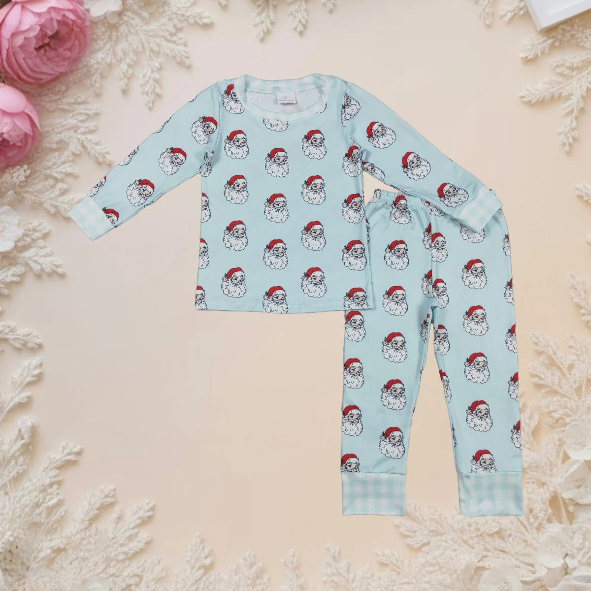 

Christmas Baby Boy Pajamas Set Clothes Kids Toddler Home Wear Cozy Sleepwear Outfit Santa Long Sleeve Top Pant Children Clothing