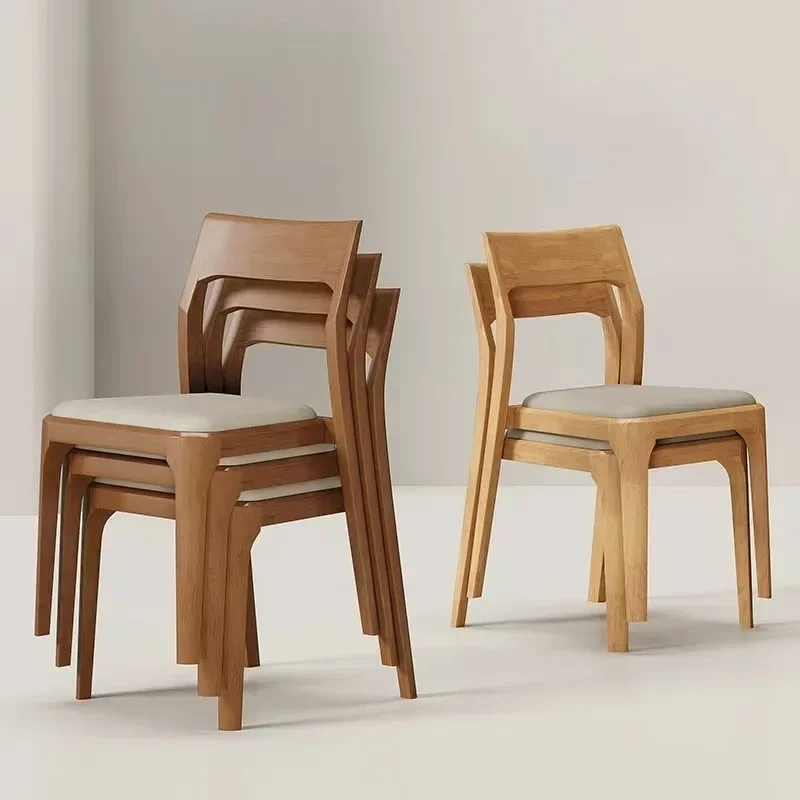 Modern Minimalist Home Restaurant Lounge Chair Furniture Dinning Chair Nordic Solid Wood Dining Chair Stackable Backrest Casual