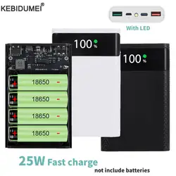 18650 Battery DIY Power Bank Case Charge Storage Box 25W Dual USB Type C Battery Holder Box PD QC3.0 Quick Charge For SmartPhone