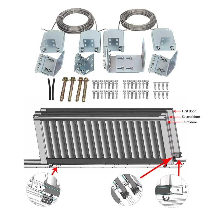 Two Door Security Complete Telescopic Sliding Gate Hardware Kits