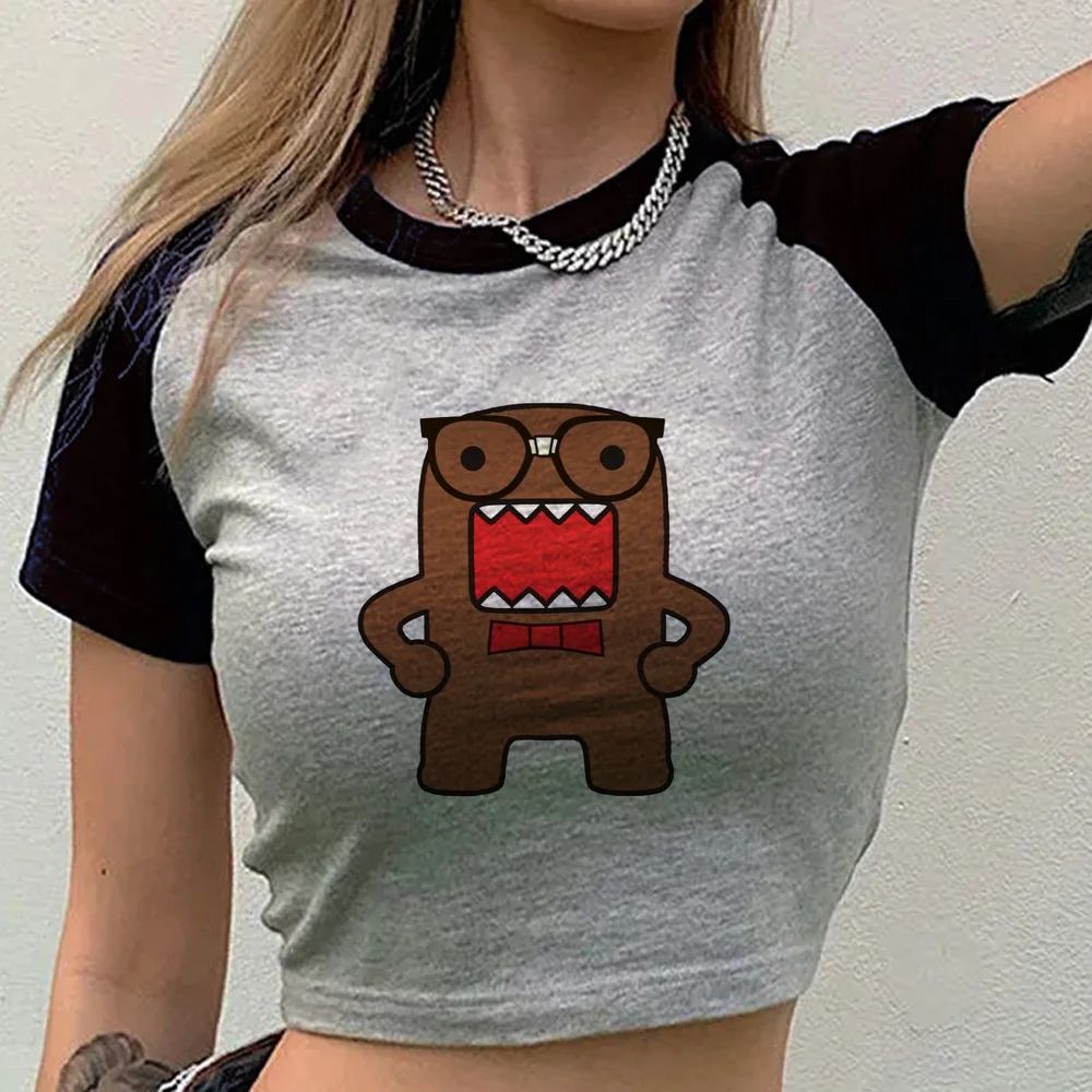 Top corto Domo Kun, ropa de calle para mujer, moda coreana, gyaru, japonesa, camiseta en oferta, barata, divertida, y2k, gótica, emo.