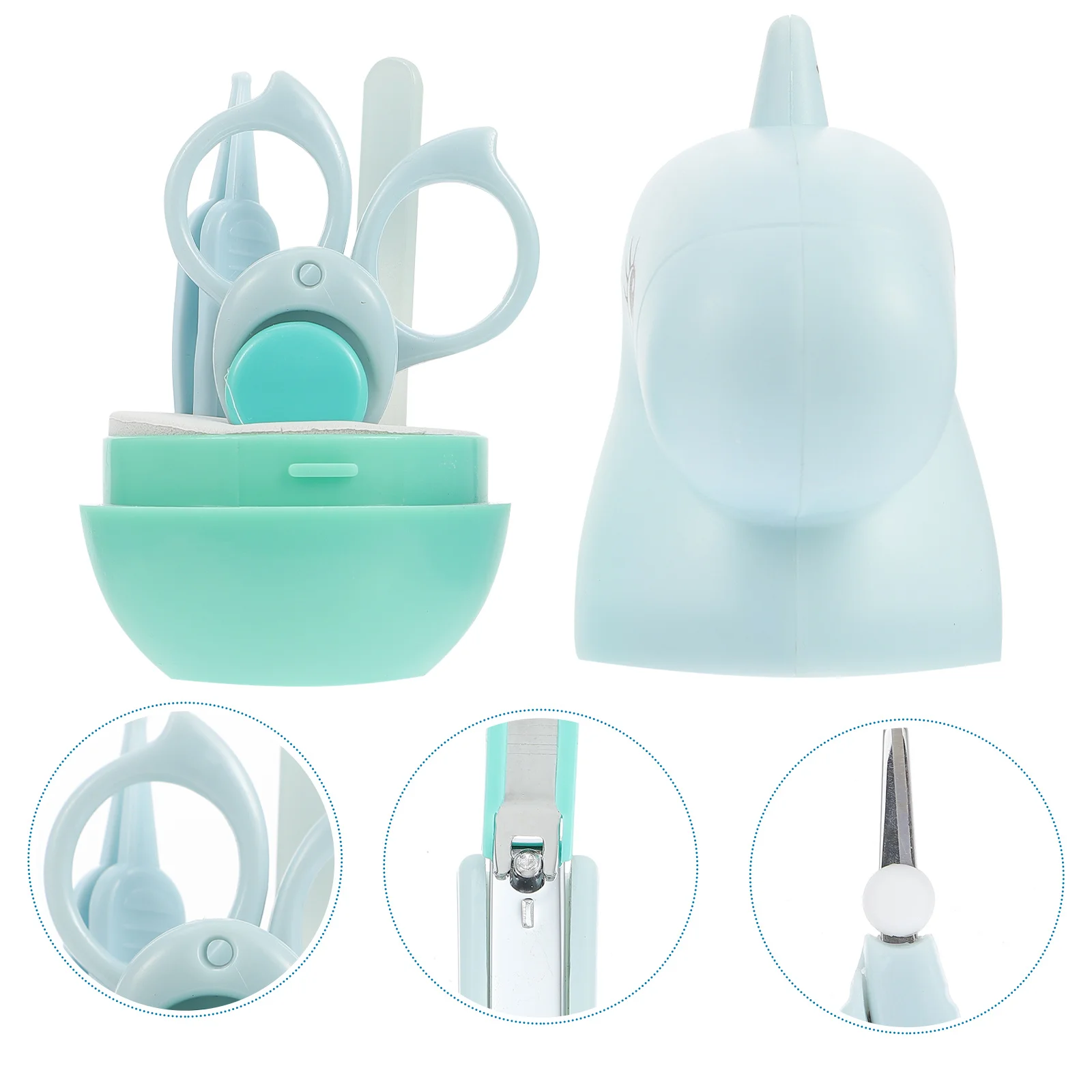 

4Pcs Baby Nail Clippers Infant Scissors Tweezers Nail File Kit Creative Design Ergonomic Grooming Tool Portable