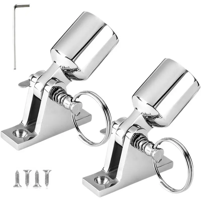 

Deck Hinge 2 Pairs Boat Top Hardware with Quick Release Pin Installation Tools Heavy Duty Canopy Fixing Accessories for Marine