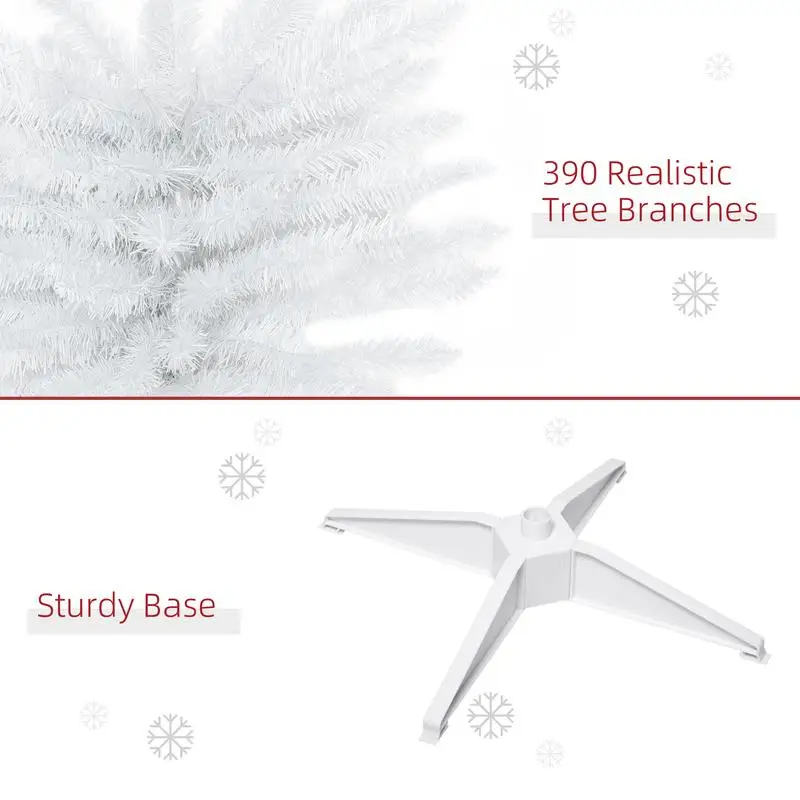 ต้นคริสต์มาสเทียมทรงเพรียวบาง สูง 6 ฟุต 390 ปลายกิ่งสมจริง สีขาว พร้อมขาตั้งพลาสติก