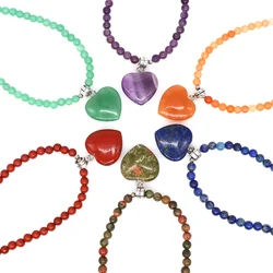 20Mm Mini Love Hartvormige Hanger Ketting Natuursteen Helende Kristal Reiki Gem Amethist Rozenkwarts Armband Voor Vrouwen Mannen