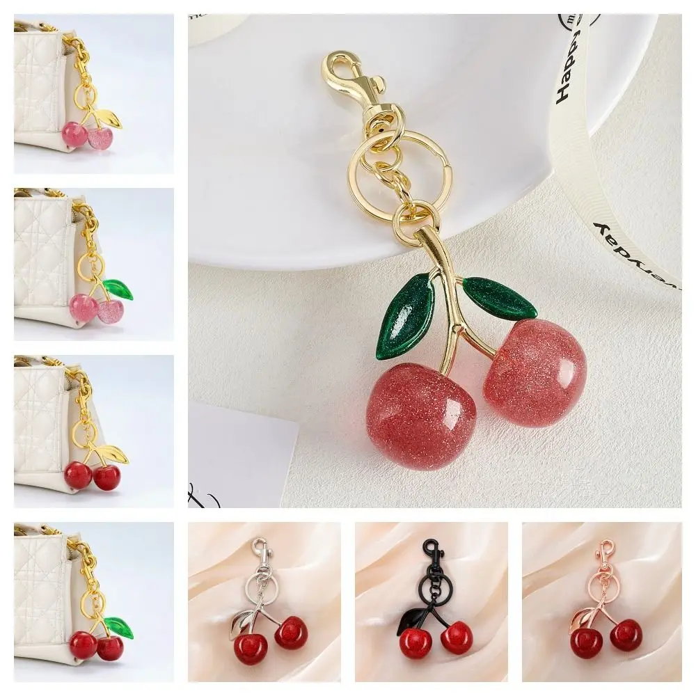 

Cute Red Cherry Keychain Exquisite Ornaments Crystal Cherry Pendant Jewelry Accessories Sweet Fruit Bag Charms Lady/Women
