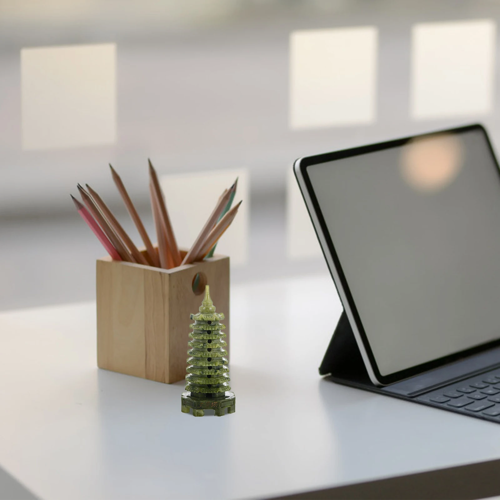 

Wenchang Tower Ornament Stone Miniature Pagoda Home Office Desktop Decor Feng Shui Chinese Temple Statue