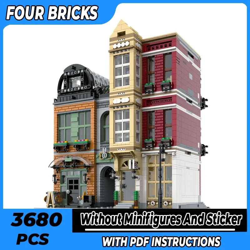 

Moc Building Bricks City Street View Model Bootblack Street Technology Modular Blocks Gifts Toys For Children DIY Sets Assembly