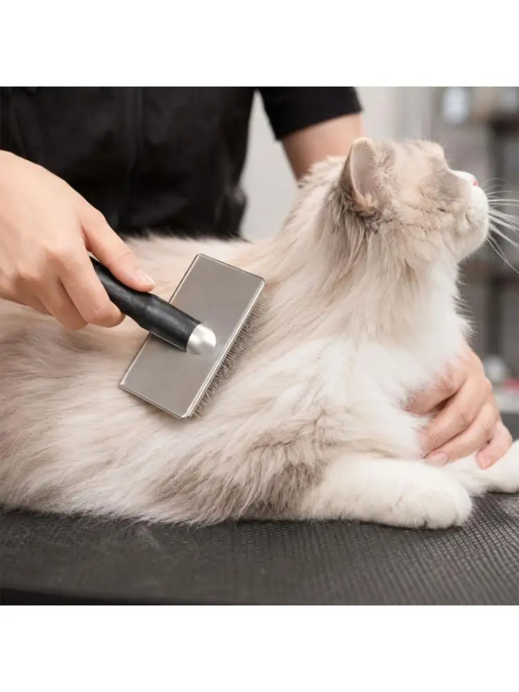 E8BD Dog and Cats Detangling Slicker Brush for Routine Coat Care, Dense Metal Pin Pet Brush for Loose Furs Removal, Home