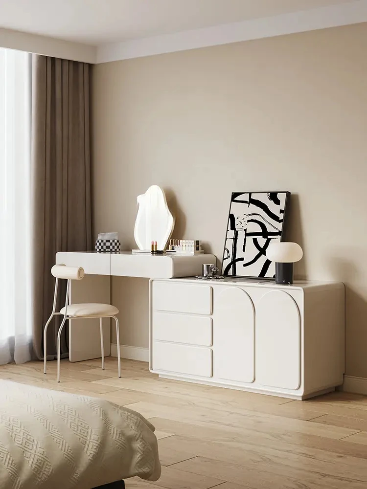 Угловой туалетный столик во французском кремовом стиле, шкаф для хранения, встроенная мебель для маленькой квартиры, спальни, туалетный столик из цельного дерева