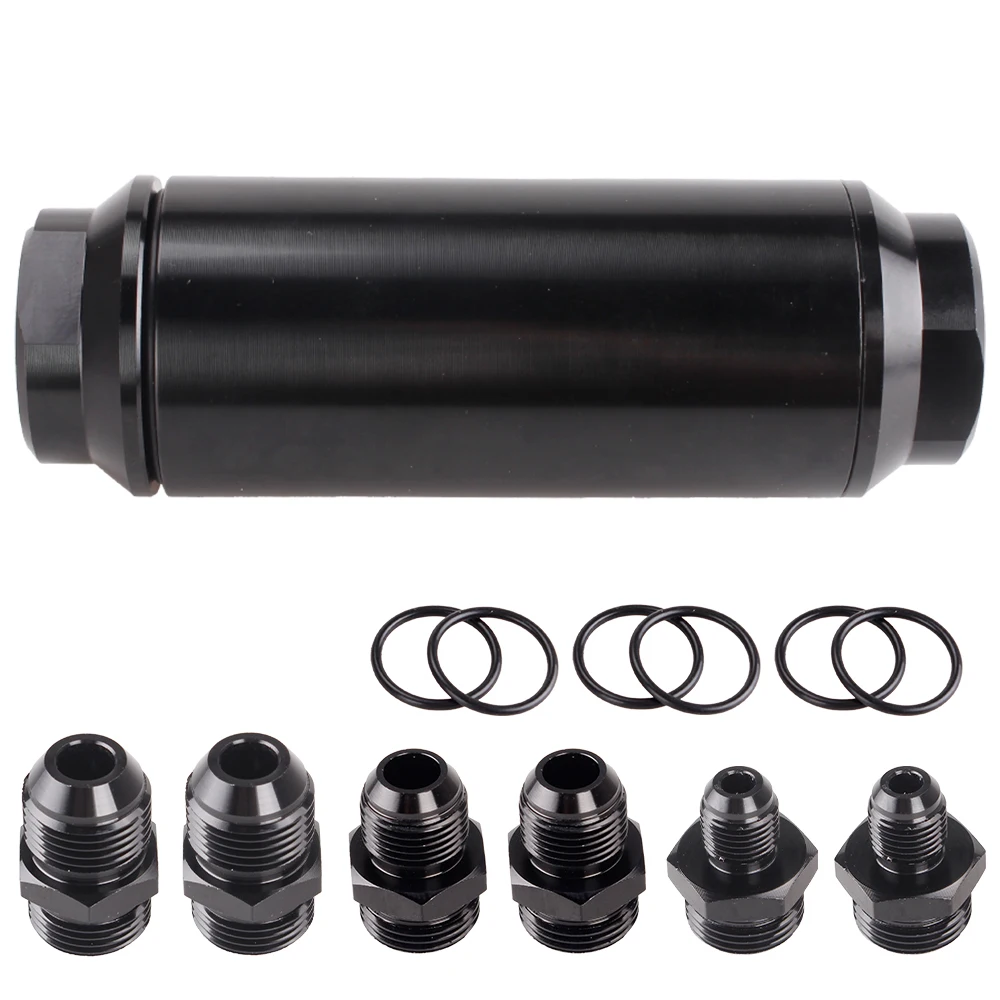 Rastp-neue 44mm 60 Mikron/50mm 100 Mikron Racing Inline Kraftstoff filter Aluminium mit Halterung mit an10 an8 an6 Armaturen Adapter – Detail 14
